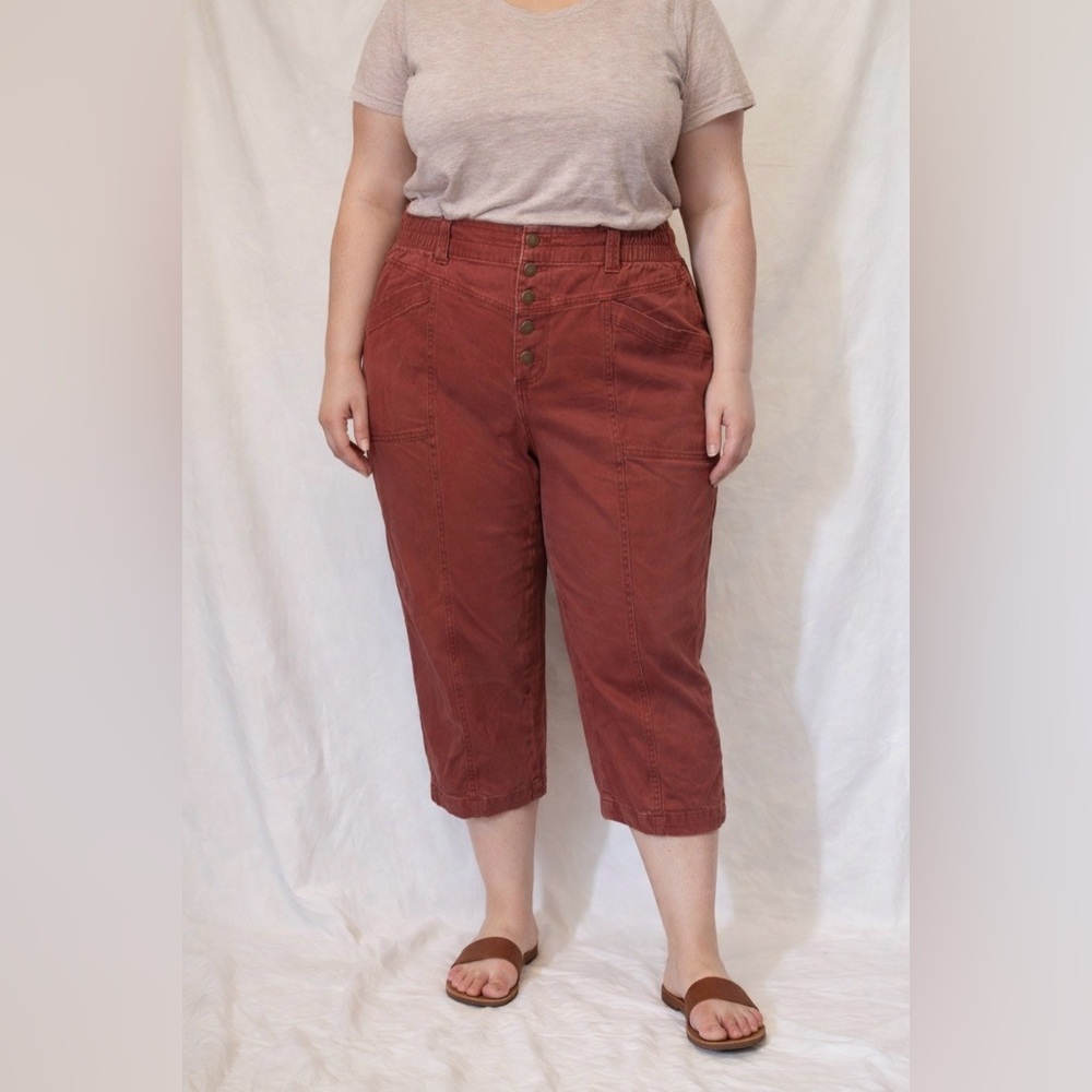 Knox Rose 5 Button Rust Red Cropped Jeans Cargo Pants Size XL